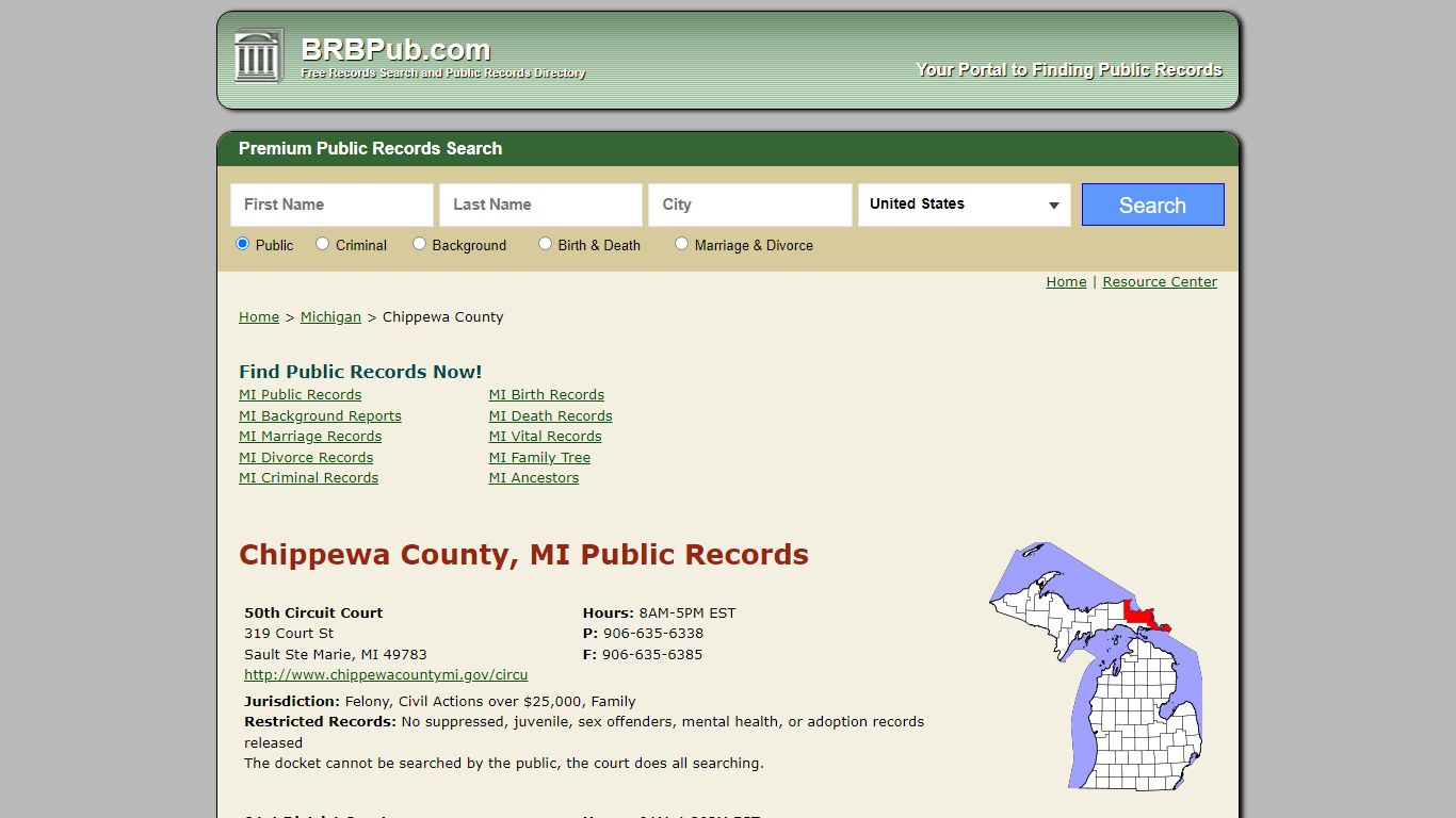 Chippewa County Public Records | Search Michigan Government Databases